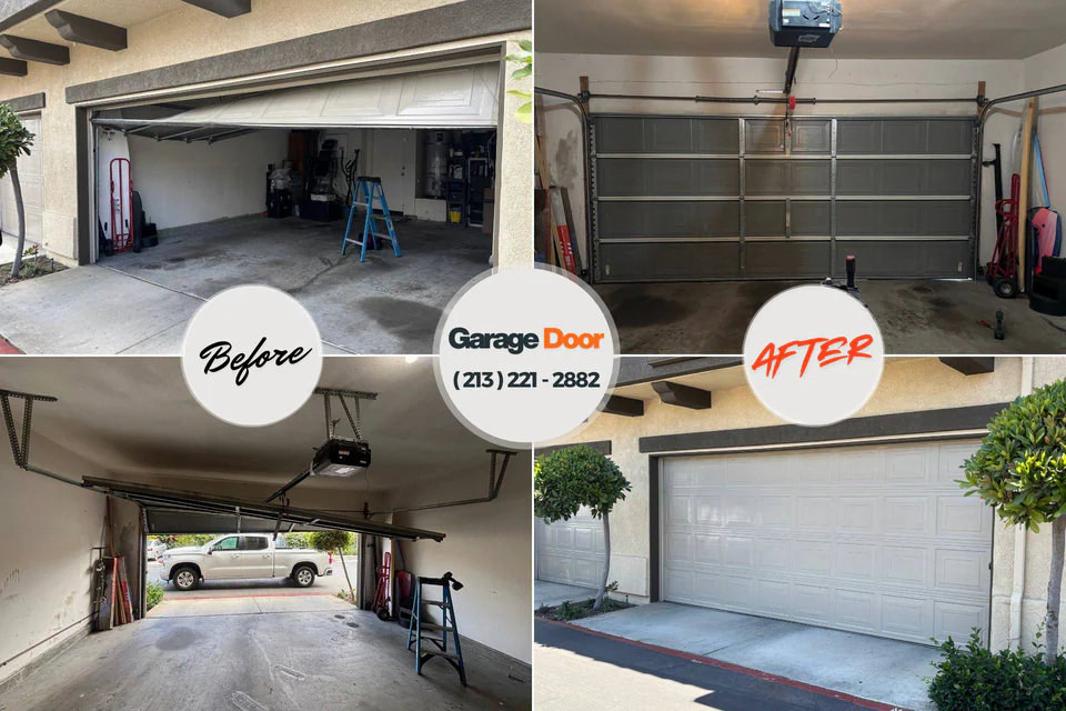 Before and after: garage door spring repair Manson, IA